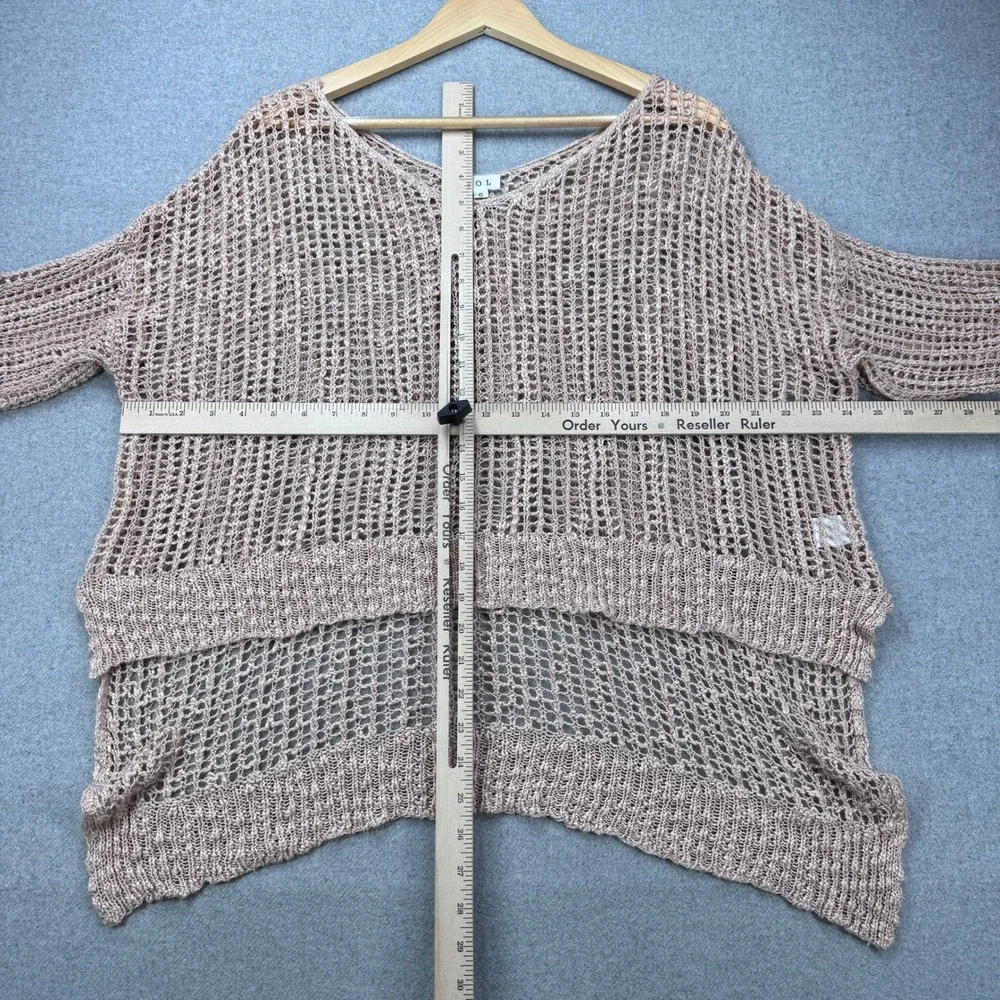 POL Open‎ Knit Sweater Womens Small Loose Fit Tiered Oversized Pullover Beige